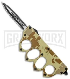 1918 Tan Digital Camo OTF Automatic Knuckle Knife - Dagger Two-Tone