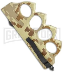 1918 Tan Digital Camo OTF Automatic Knuckle Knife - Dagger Two-Tone -Grindworx 1918 Tan Digital Camo OTF Auto Knuckle Dagger TT GX 36188 jr side large
