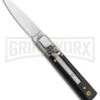 AGA Mini Classic Lever Lock Ebony Wood Automatic Knife (6' Satin) -Grindworx AGA 6in Mini Classic LL Ebony Wood Auto Satin GX 37458 jr large