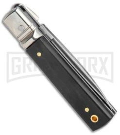 AGA Mini Classic Lever Lock Ebony Wood Automatic Knife (6' Satin) -Grindworx AGA 6in Mini Classic LL Ebony Wood Auto Satin GX 37458 jr side large