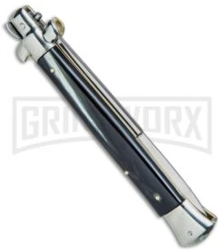 AGA Campolin 11" 2017 Italian Picklock Dark Horn Automatic Knife - Bayonet -Grindworx AGA Campolin 11in Picklock Italian Stiletto Dark Horn Satin BHQ 78227 jr side large