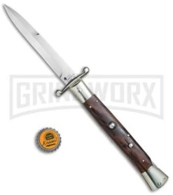 AGA Campolin 13" Stiletto Swinguard Cocobolo Wood Automatic Knife - Bayonet -Grindworx AGA Campolin 13in Swingaurd Auto Cocobolo Satin Bayo BHQ 77551 jr bottlecap large