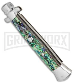 AGA Campolin 15" Italian Abalone Automatic Knife - Bayonet -Grindworx AGA Campolin 15in Auto Italian Stiletto Abalone 7in satin BHQ 87415 er spine large