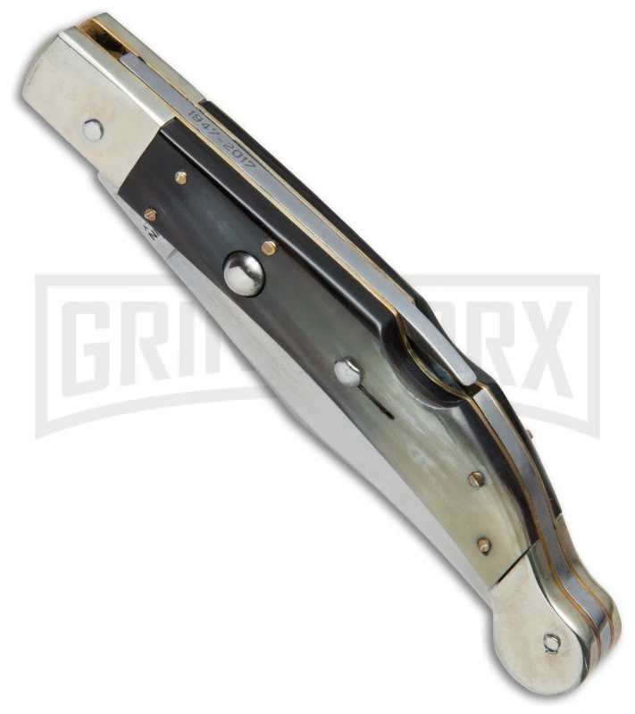 AGA Campolin Sahara Dark Horn Italian Stiletto Automatic Knife - Mirror Plain 4 AGA Campolin Sahara Dark Horn Italian Stiletto Automatic Knife - Mirror Plain - Image 2