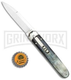 AGA Campolin Baron Dark Horn Automatic Knife - Satin Plain -Grindworx AGA Campolin LL Auto Dark Horn Satin BHQ 117069 jr bottlecap large