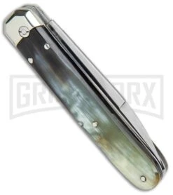 AGA Campolin Baron Dark Horn Automatic Knife - Satin Plain -Grindworx AGA Campolin LL Auto Dark Horn Satin BHQ 117069 jr side large