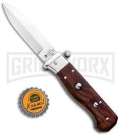 AGA Campolin Piccolo Cocobolo Italian Automatic Knife - Satin Plain -Grindworx AGA Campolin Piccolo Italian Stiletto Auto Cococbolo Satin BHQ 92867 jr bottlecap large