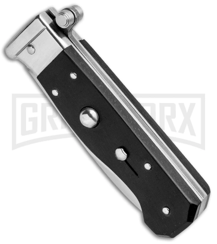 AGA Campolin Piccolo Ebony Italian Automatic Knife - Satin Plain 4 AGA Campolin Piccolo Ebony Italian Automatic Knife - Satin Plain - Image 2