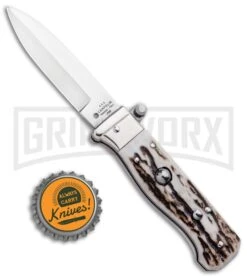 AGA Campolin Piccolo Stag Italian Automatic Knife - Satin Plain 9 AGA Campolin Piccolo Stag Italian Automatic Knife - Satin Plain -Grindworx AGA Campolin Piccolo Italian Stiletto Auto Stag Satin BHQ 94619 jr bottlecap large