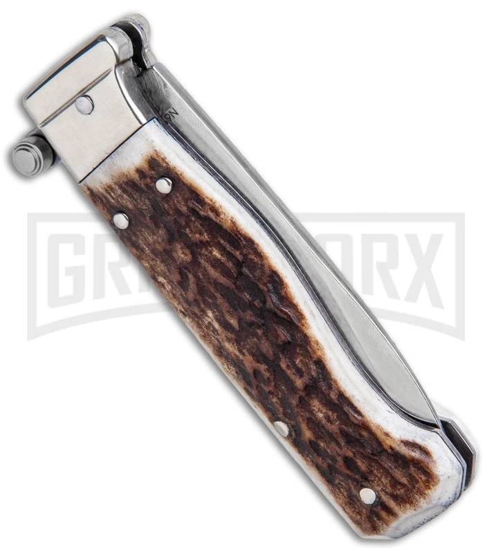 AGA Campolin Piccolo Stag Italian Automatic Knife - Satin Plain 5 AGA Campolin Piccolo Stag Italian Automatic Knife - Satin Plain - Image 3