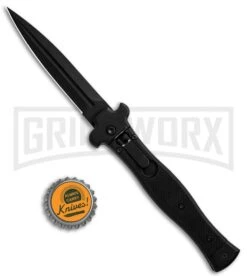 AGA Campolin Zero SWAT G-10 Leverlock Automatic Knife - Dagger Black Plain -Grindworx AGA Campolin Zero Black G 10 LL Dagger Swat BP 30460 jr bottlecap large