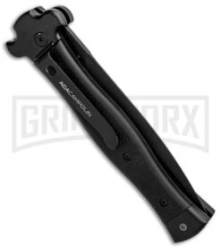 AGA Campolin Zero SWAT G-10 Leverlock Automatic Knife - Dagger Black Plain -Grindworx AGA Campolin Zero Black G 10 LL Dagger Swat BP 30460 jr side large