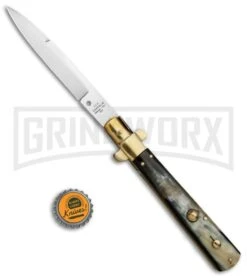 AGA Campolin 11" Frosolone Brazilian Horn/Brass Stiletto Automatic - Bayonet -Grindworx AGA Frosolone Brazilian Brass 11in Bayo BP 29290 jr bottlecap large