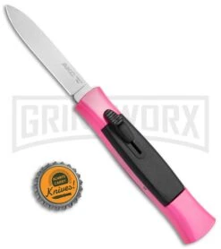 AKC 077 Concord Hot Pink OTF Automatic Knife - Flat Satin Plain -Grindworx AKC 077 Concord OTF Hot Pink BHQ 72005 jr bottlecap 2 large