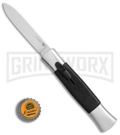AKC 077 Concord Polish/Black OTF Automatic Knife - Flat Satin Plain -Grindworx AKC 077 Concord Polish Black flat satin plain BP 25754 er bottlecap large