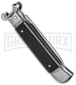 AKC 8" Shot Shell Puller Lever Lock Ebony Wood Automatic Knife - Flat Plain -Grindworx AKC 8in Shot Puller LL Ebony Wood BP 19888 jr side large