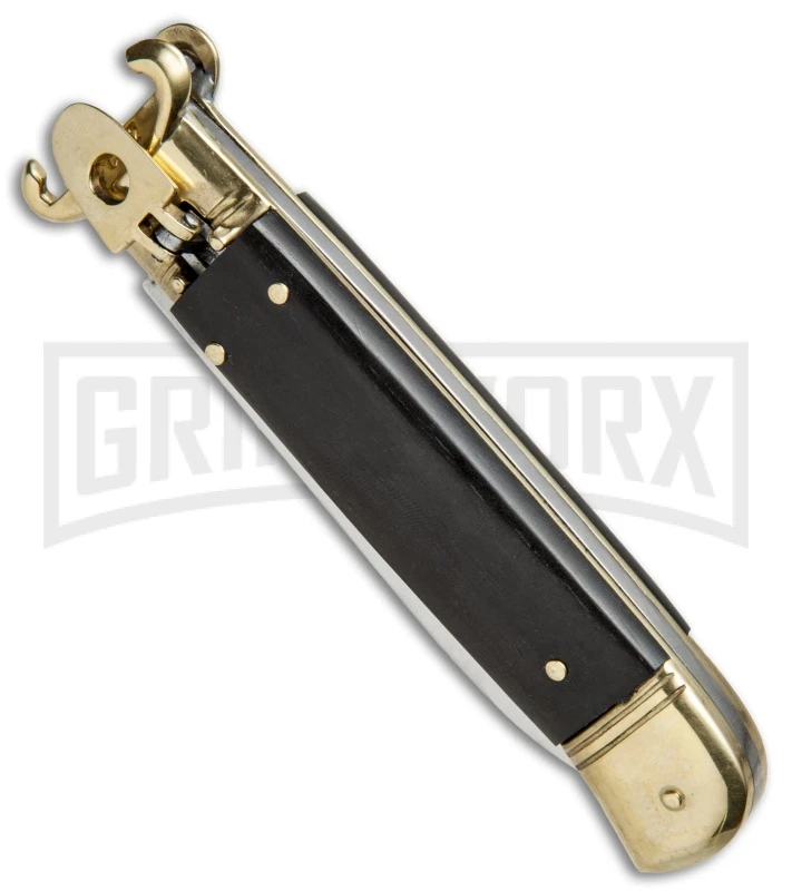 AKC 8" Shot Shell Puller Lever Lock Ebony W/ Brass Automatic Knife - Flat Plain 4 AKC 8" Shot Shell Puller Lever Lock Ebony W/ Brass Automatic Knife - Flat Plain - Image 2