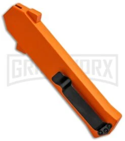 AKC F-16 Orange D/A OTF Automatic Knife - Dagger Satin Plain -Grindworx AKC F 16 DA Dagger OTF Auto Orange Satin BHQ 91966 jr side large