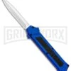 AKC F-16 Blue D/A OTF Automatic Knife - Dagger Satin Plain -Grindworx AKC F 16 DA Dagger OTF Blue Satin BHQ 93753 jr large