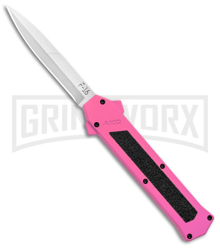 AKC F-16 Pink D/A OTF Automatic Knife - Bayonet Satin Plain 3 AKC F-16 Pink D/A OTF Automatic Knife - Bayonet Satin Plain