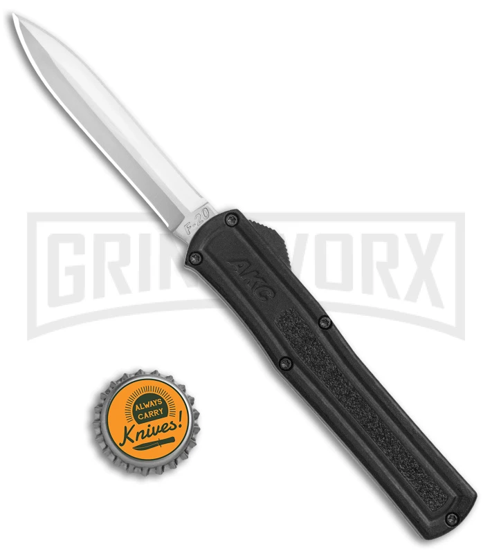 AKC F-20 Black D/A OTF Automatic Knife - Satin Dagger Plain 6 AKC F-20 Black D/A OTF Automatic Knife - Satin Dagger Plain - Image 4
