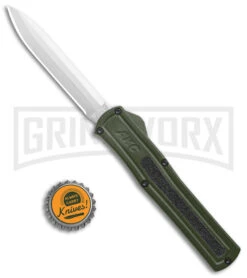 AKC F-20 OD Green D/A OTF Automatic Knife - Satin Plain -Grindworx AKC F 20 DA Dagger OTF Auto OD Green Satin BHQ 140493 jr bottlecap large