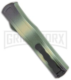 AKC F-20 Camo D/A OTF Automatic Knife - Spear Point Satin Plain -Grindworx AKC F 20 DA SP OTF Auto Camo Satin BHQ 141095 jr side large