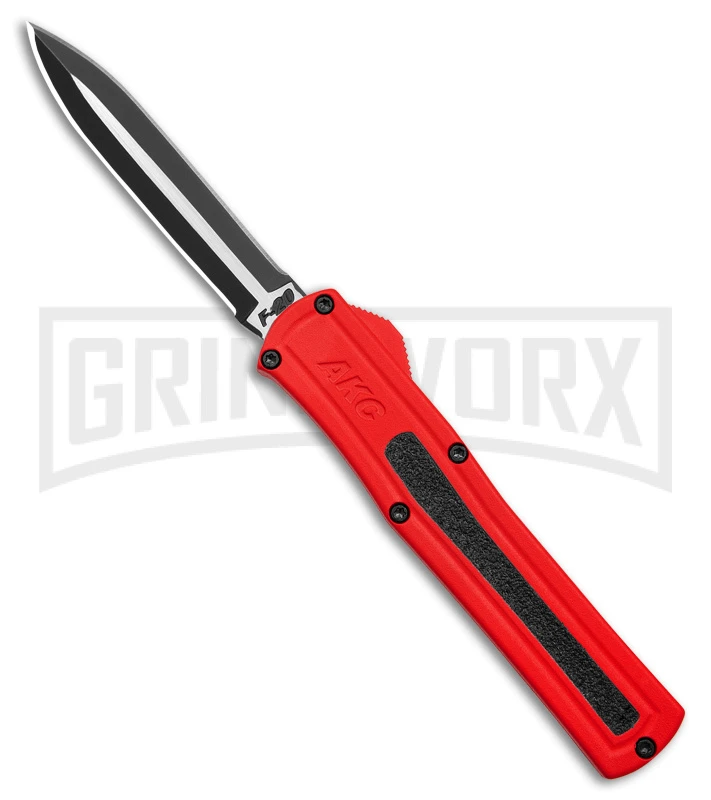 AKC F-20 D/A Dagger Dark Red Aluminum OTF Automatic Knife - Two Tone Plain 3 AKC F-20 D/A Dagger Dark Red Aluminum OTF Automatic Knife - Two Tone Plain