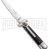 AKC 7.75" Leverletto Ebony Automatic Knife - Satin Bayonet 2 AKC 7.75" Leverletto Ebony Automatic Knife - Satin Bayonet -Grindworx AKC Leverletto LL Auto Ebony Bayo BHQ 92878 jr large