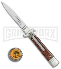 AKC 7.5" Leverletto Snakewood Automatic Knife - Flat Grind 9 AKC 7.5" Leverletto Snakewood Automatic Knife - Flat Grind -Grindworx AKC Leverletto snakewood flat grind BP 0439 er bottlecap large