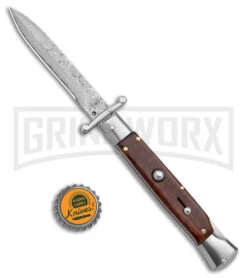 AKC Swinguard 9" Snakewood (Damascus Bayonet Blade) -Grindworx AKC Swinguard 9in Snakewood Damascus Bayo GX 4274 jr bottlecap large