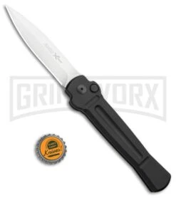 AKC X-treme Ace Black Automatic Knife - Satin Plain -Grindworx AKC X TREME ACE Side Opening Automatic Knife Black Satin BHQ 100386 kp bottle cap large