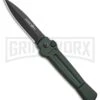 AKC X-treme Ace Dark Green Automatic Knife - Black Plain -Grindworx AKC X TREME ACE Side Opening Automatic Knife Green Black BHQ 100385 kp open large