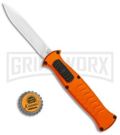 AKC X-treme EVO Orange OTF Automatic Knife - Satin Plain -Grindworx AKC X treme EVO OTF Auto Orange Satin BHQ 114657 jr bottlecap large