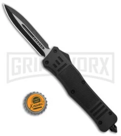 Atomic Defender Large OTF Automatic Knife Black - Two Tone Dagger -Grindworx Atomic Defender Dagger Black OTF Auto TT Plain GX 19058 jr bottlecap large