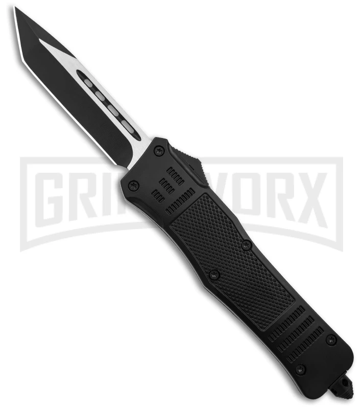 Atomic Defender Large Black OTF Automatic Tanto Knife - Two Tone Plain 3 Atomic Defender Large Black OTF Automatic Tanto Knife - Two Tone Plain
