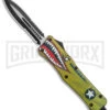 Large Atomic Defender OTF Yellow Warhawk Automatic Dagger Knife - Two Tone Serr -Grindworx Atomic Defender Large OTF Auto Yellow Warhawk TT Dagger Double Serr GX 38218 jr large