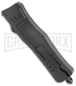 Atomic Defender Medium OTF Automatic Knife Black - Satin Drop Point -Grindworx Atomic Defender Medium OTF Auto Black Satin DP GX 35866 jr side large