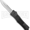 Atomic Defender Medium OTF Auto Drop Point Knife Black Serrated Satin -Grindworx Atomic Defender Medium OTF Auto Black Satin DP Serr GX 37507 jr large