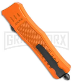Atomic Defender Medium OTF Automatic Knife Orange - Two Tone Dagger -Grindworx Atomic Defender Medium OTF Auto Orange TT Dagger GX 38583 jr side large