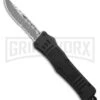 Atomic Defender Mini OTF Automatic Knife Black - Serrated Damascus Drop Point
