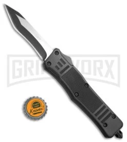 Atomic Defender Large OTF Automatic Knife Black - Two Tone Recurve Tanto -Grindworx Atomic Defender OTF Recurve Tanto Black TT 6PA21 55E BP 19785 jr bottlecap large
