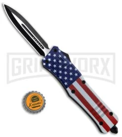 Atomic Defender Large OTF Automatic Knife Stars & Stripes Flag - Two Tone Dagger -Grindworx Atomic Defender US Flag OTF Auto Dagger TT Plain GX 33411 jr bottlecap large