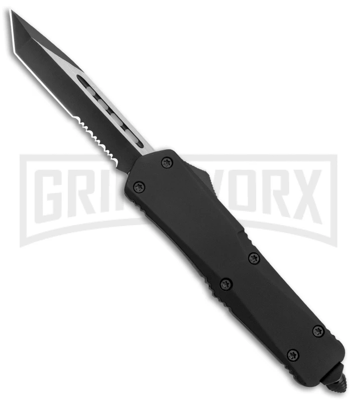 Atomic Lance Tanto Black OTF Automatic Knife - Two Tone Serr 3 Atomic Lance Tanto Black OTF Automatic Knife - Two Tone Serr