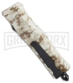 Atomic Defender Mini OTF Automatic Knife Tan Digi Camo - Two Tone Tanto -Grindworx Atomic Mini Defender Tan Digi Camo OTF Black Plain DFMDEST BP 21649 jr side large