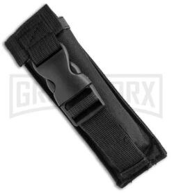 Atomic Shield Large Drop Point Black OTF Automatic Knife - Two Tone Serrated -Grindworx Atomic Shield Large DP Black OTF TT Serr GX 34162 jr sheath large