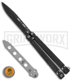 Bear OPS Bear-Song II Black Balisong Butterfly Knife (4.5" Black/Trainer Plain) -Grindworx Bear OPS Bear song II Butterfly Black G 10 BHQ 50068 er bottlecap large