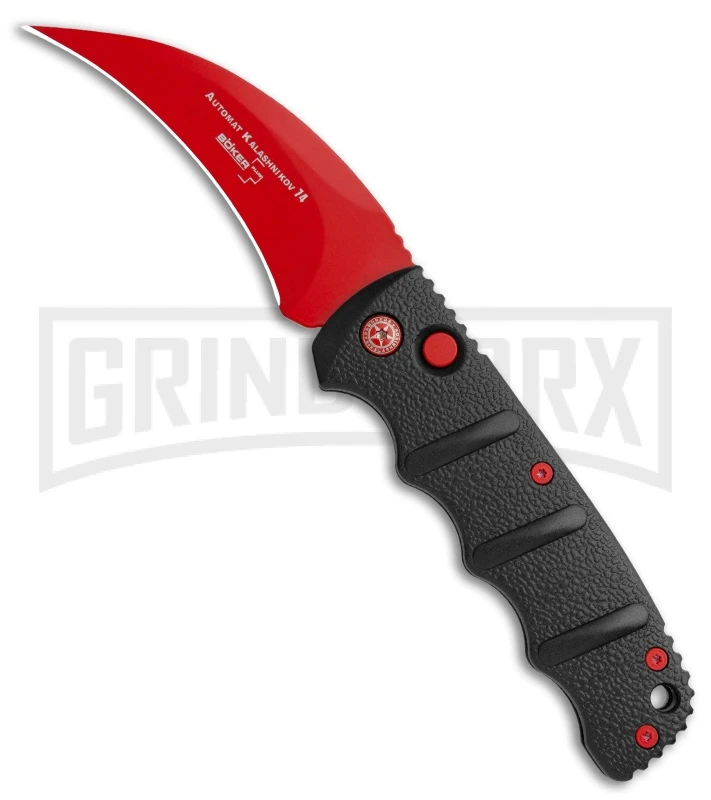Boker Kalashnikov Black Widow Automatic Knife - Hawkbill Red Plain 3 Boker Kalashnikov Black Widow Automatic Knife - Hawkbill Red Plain