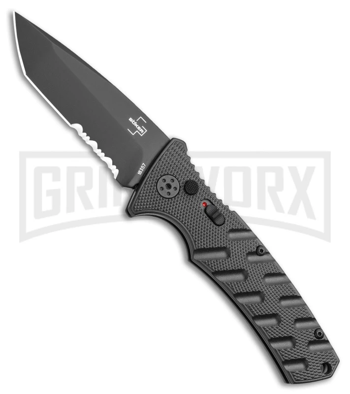 Boker Plus Strike Automatic Knife - Tanto Black Serrated 3 Boker Plus Strike Automatic Knife - Tanto Black Serrated