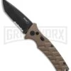 Boker Plus Strike Coyote Brown Automatic Knife - Tanto Black SW Serr -Grindworx Boker Plus Strike Tanto Coyote Brown black sw serr BHQ 67885 er large